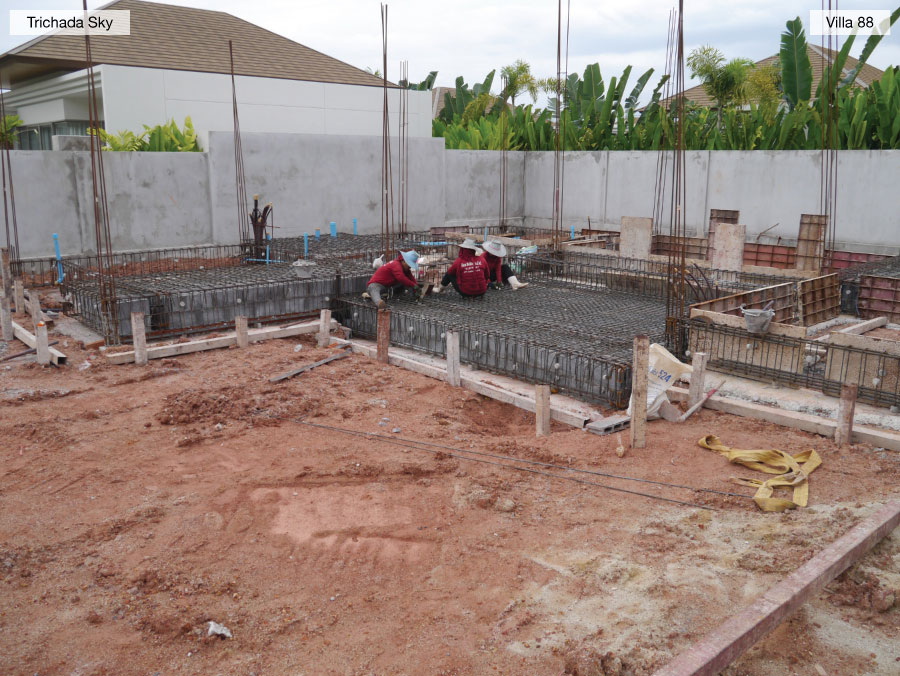 Early stage construction of a Villa featuring the car port